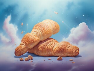 The scent of freshly baked croissants wafting through the airisolated ba ckground