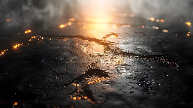 Metallic Water Rendering with Glowing Sunlight