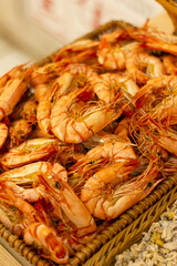 Dried shrimps on the market