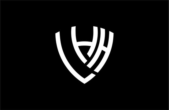 LHH creative letter shield logo design vector icon illustration