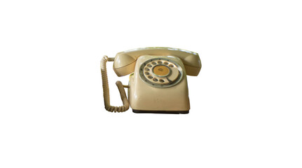 Isolated vintage rotary telephone on white background