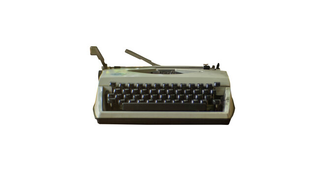 Vintage Typewriter on White Background