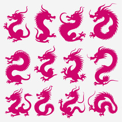 chinese dragon silhouette collection