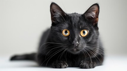 Black Cat Sitting Looking Camera, Desktop Wallpaper Backgrounds, Background HD For Designer