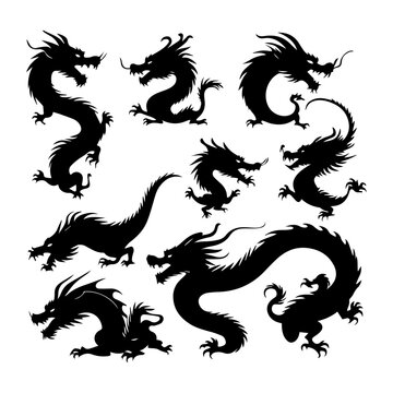 chinese dragon silhouette collection