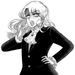 白黒レトロ漫画劇画・驚いて白目を剥く貴族のイケメン男性