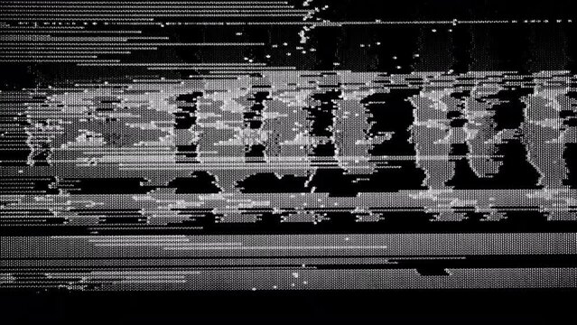 Black and White Analog VHS Static Texture with Hard Lines on Old TV