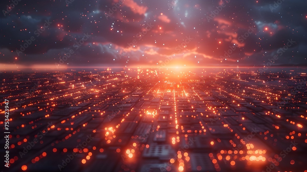 Poster Abstract Technological Background with Digital Grid