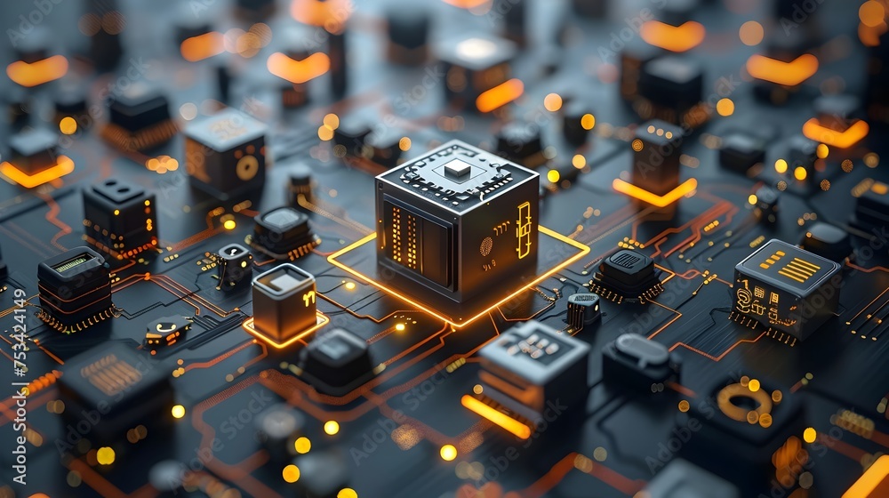 Poster Abstract Technology Background with Digital Grid