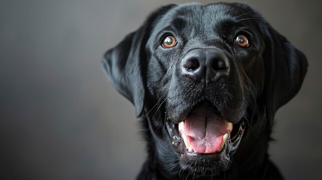 Close Happy Panting Black Labrador Dog, Desktop Wallpaper Backgrounds, Background HD For Designer