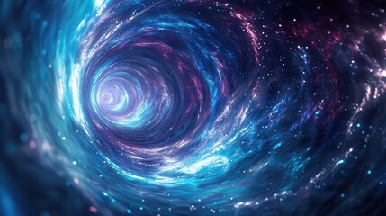 A visually striking image of a space-time tunnel, capturing the essence of travel through the fabric of the universe,