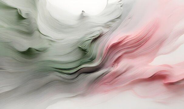 An abstract blur of green, grey, and pink colors with a grainy texture on a white background, generative AI