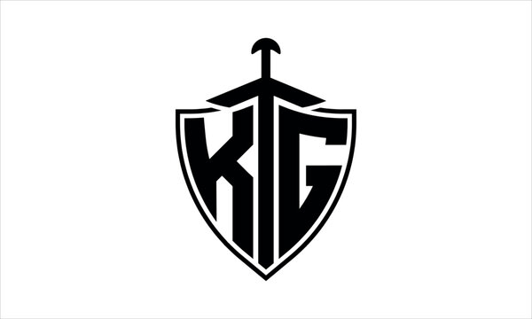 KG initial letter shield icon gaming logo design vector template. batman logo, sports logo, monogram, polygon, war game, symbol, playing logo, abstract, fighting, typography, icon, minimal, knife logo