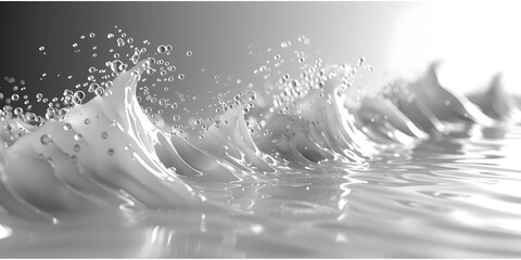 Black and White 3D Render of Water Waves Splash, To provide a modern and innovative visual for...