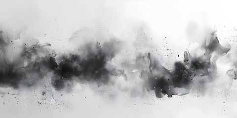 Abstract Black Ink Watercolor Splash with Smoke and Dust, To add a unique and artistic touch to a website, advertisement, or marketing material with - obrazy, fototapety, plakaty