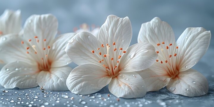 Hyper-Detailed White Flowers with Dripping Water, To provide a high-quality, visually stunning image of white flowers with dripping water, suitable