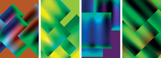 Colorful metal square abstract poster backgrounds