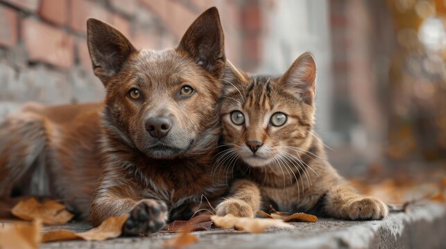 Dog Cat Looking Friends Pets, Desktop Wallpaper Backgrounds, Background HD For Designer
