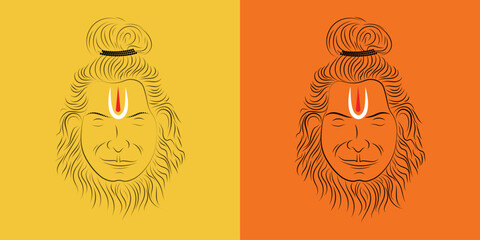 Lord Hanuman dotted line art vector set.