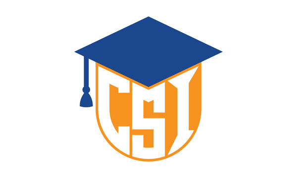 CSI initial letter academic logo design vector template. school college logo, university logo, graduation cap logo, institute logo, educational logo, library logo, teaching logo, book shop, varsity	
