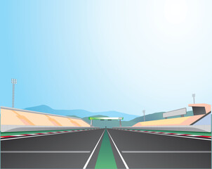 Drag race track. Track racing caroon vector background