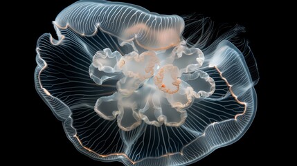 The ethereal beauty of a moon jellyfish, its translucent body pulsating with otherworldly grace.