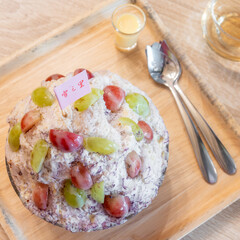 Taiwanese Dessert Grape Bingsu Ice Snow in Tainan.