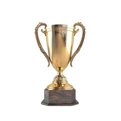 Fototapeta na wymiar First place gold trophy cup Gold Trophy Cup. A trophy to signify victory and goal success , champion golden copy space for your design win concept. isolated on free PNG