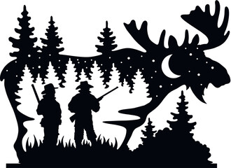 Fototapeta na wymiar Moose - Wildlife Stencils - Moose Silhouette, Wildlife clipart isolated on white