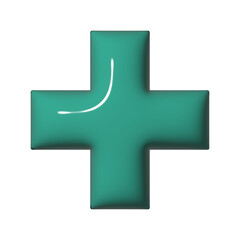 Green plus sign on white background. Medical, first aid and health care concept