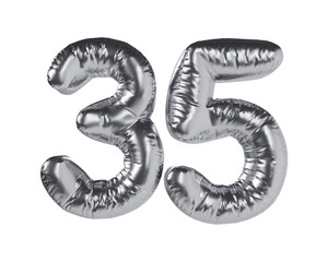 Number 35 Silver 3d illustration