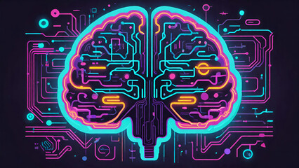 Circuit shaped human brain is connected to artificial intelligence 