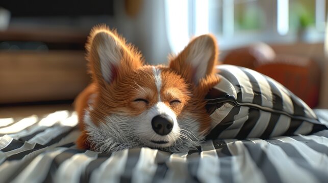 Furry Friends Dog Corgi Carries Striped, Desktop Wallpaper Backgrounds, Background HD For Designer