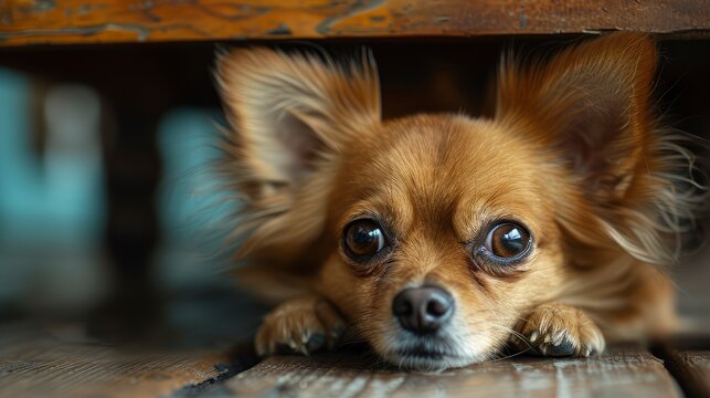 Ginger Little Dog Chihuahua Under Chair, Desktop Wallpaper Backgrounds, Background HD For Designer