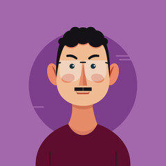 Indian man portrait illustration in vector format. Indian man face portrait. Flat color man face. Human face illustration.