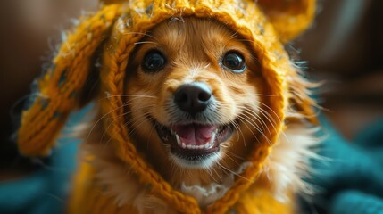 Happy Golden Retriever Dog Bunny Dressed, Desktop Wallpaper Backgrounds, Background HD For Designer