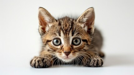 Obraz premium Kitten Puppy Close Portrait On White, Desktop Wallpaper Backgrounds, Background HD For Designer