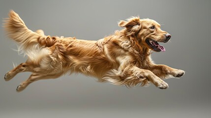 Jumping Studio Shot Golden Color Dog, Desktop Wallpaper Backgrounds, Background HD For Designer