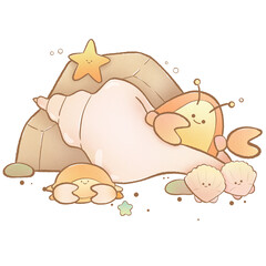 Cartoon Vector illustration cute hermit crab.