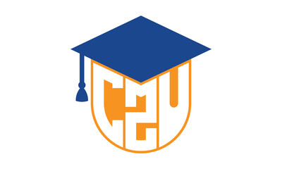 CZU initial letter academic logo design vector template. school college logo, university logo, graduation cap logo, institute logo, educational logo, library logo, teaching logo, book shop, varsity	 - obrazy, fototapety, plakaty