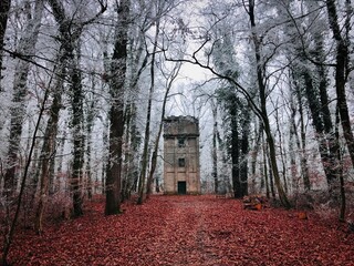 church in autumn