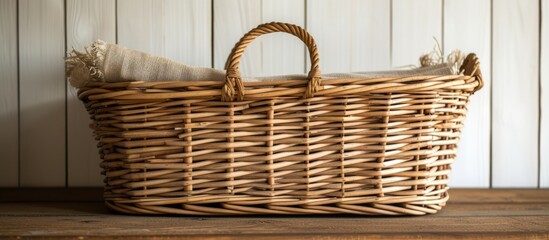 Basket made of wicker. - obrazy, fototapety, plakaty