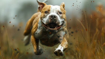 Pit Bull Dog Midair Running After, Desktop Wallpaper Backgrounds, Background HD For Designer