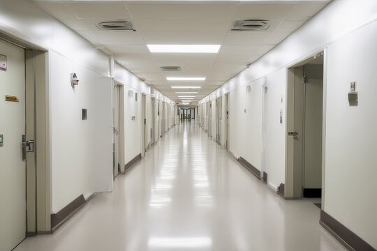 the Empty Modern Hospital Corridor, ai picture