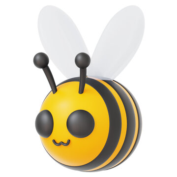 Bee 3D Icon Rendering Isolated Transparent Background	