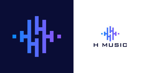 Abstract letters with Pulse music player elements. Logo template of electronic music, equalizer, shop, dj, nightclub, disco. Audio wave logo concept, Multimedia Technology theme, Abstract Shapes