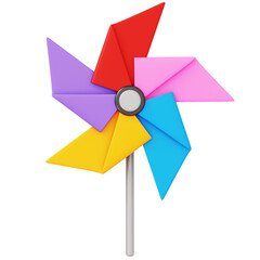 Pinwheel 3D Icon Rendering Isolated Transparent Background	