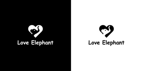 elephant and heart logo design