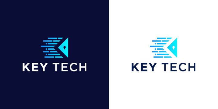 technology security logo design with digital keyhole
