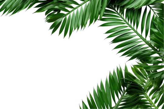 Green palm leaves arranged in a frame, perfect for a tropical summer vibe